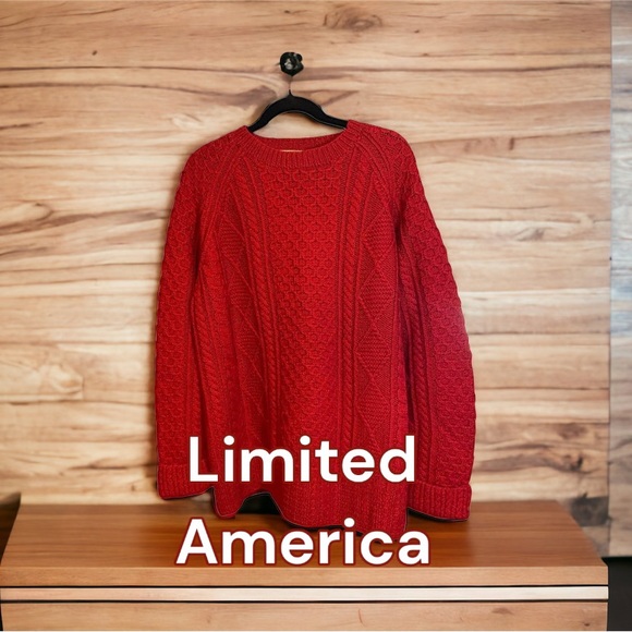 The Limited Sweaters - Limited America Sweater Womens Large Wool Long Sleeve Cuffed Cable Knit Vintage